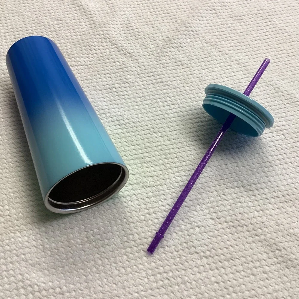 Starbucks 2022‎ Spring Purple Teal Floral Tumbler Double Wall Screw On Lid 24oz